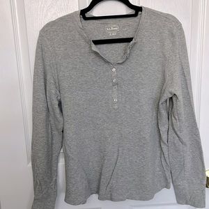 L.L. Bean Light Grey Waffle Knit Henley